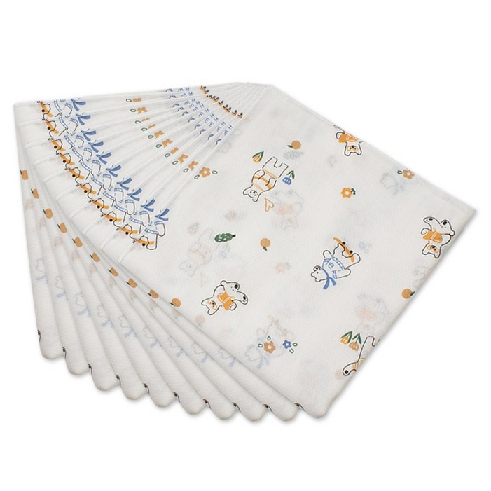 베이비베어 유아용 무형광 나염손수건 10p