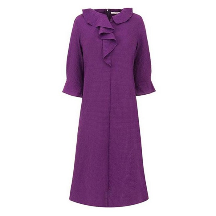 크로커다일레이디 버튼 포인트 소매 프릴넥 원피스 CLCMOP103