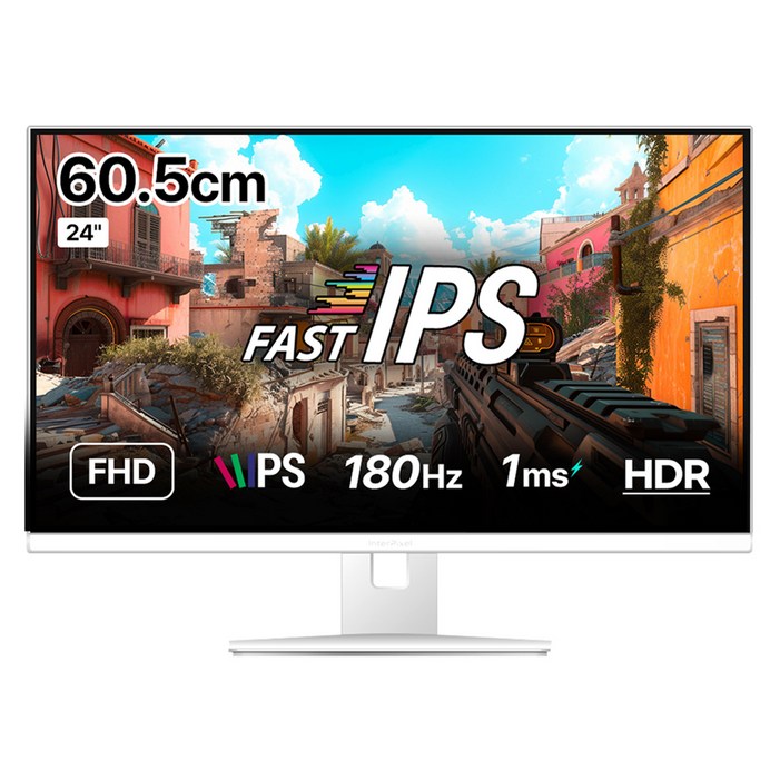 인터픽셀 FHD FAST IPS 180Hz 게이밍 모니터 화이트, IP2446무결점, 60.5cm
