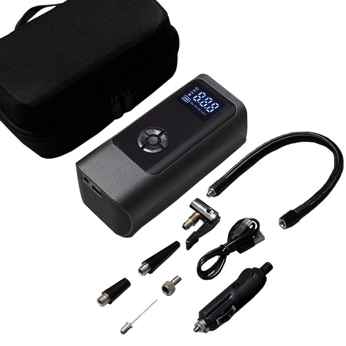 메이튼 휴대용 올인원 에어펌프 6000mAh 30cm연장선, 1세트, 블랙 메이튼 휴대용 올인원 에어펌프 6000mAh 30cm연장선, 1세트, 블랙