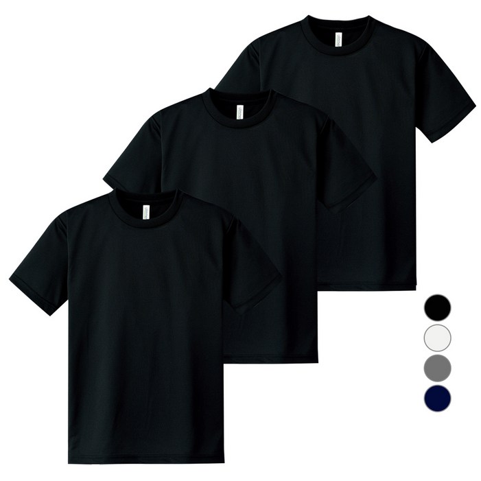 티팜 남녀공용 냉감 통기성 기능성 드라이쿨 라운드 반팔티셔츠 3p