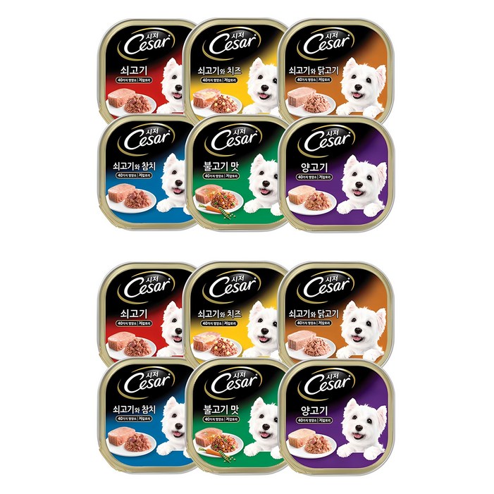 시저 버라이어티팩 반려동물 습식사료 6종 x 2p 세트