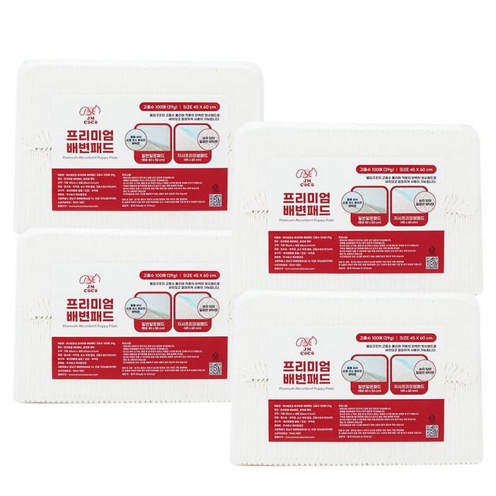 제이엠코코 프리미엄 배변패드 20g, 100개입, 4개