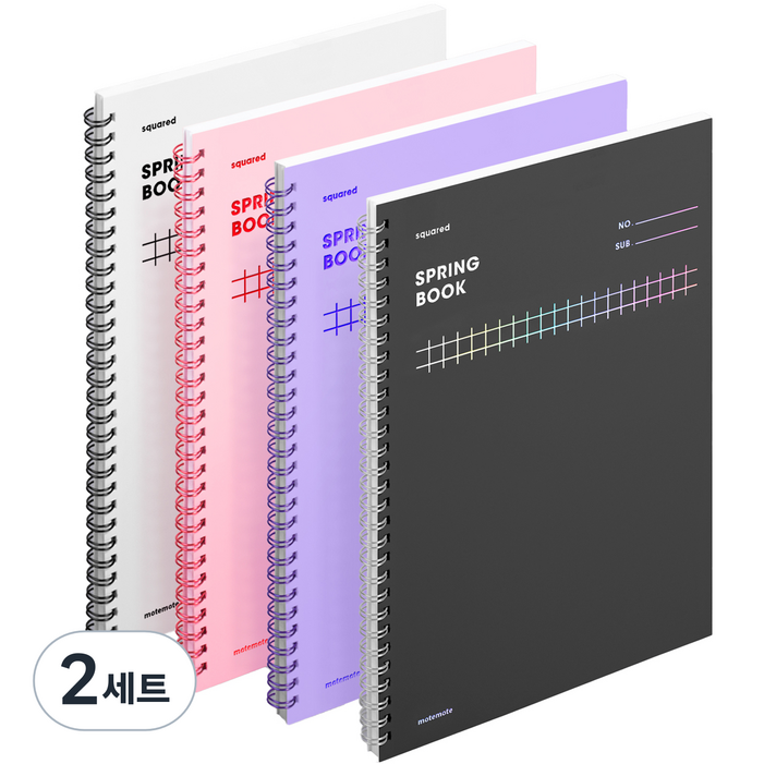 모트모트 두꺼운 스퀘어드 컬러칩 노트 4종 세트, white, rose quartz, violet, dark horse, 2세트 모트모트 두꺼운 스퀘어드 컬러칩 노트 4종 세트, white, rose quartz, violet, dark horse, 2세트