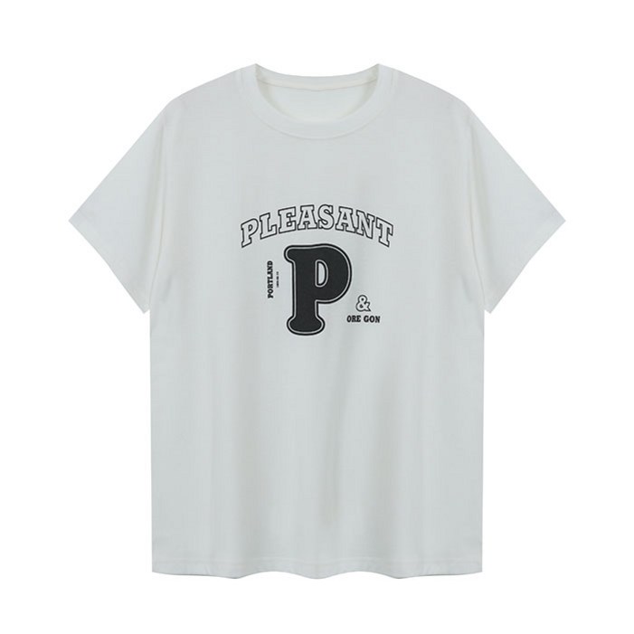 비엔엑스 여성용 라운드 알파벳 반팔 티셔츠