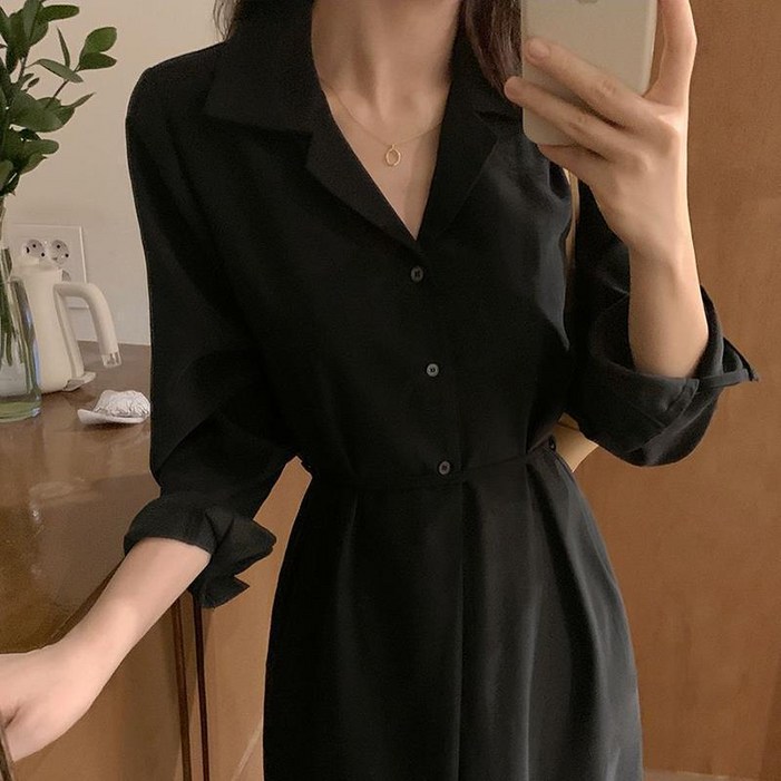 피어니스트 허리끈 카라넥 A라인 롱원피스 피어니스트 허리끈 카라넥 A라인 롱원피스