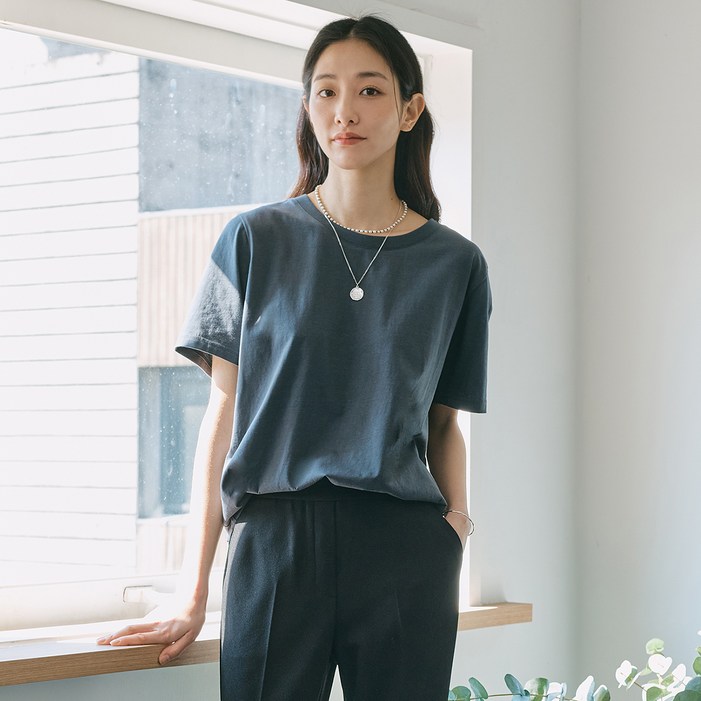 클라비스 여성용 면 반팔 티셔츠 클라비스 여성용 면 반팔 티셔츠