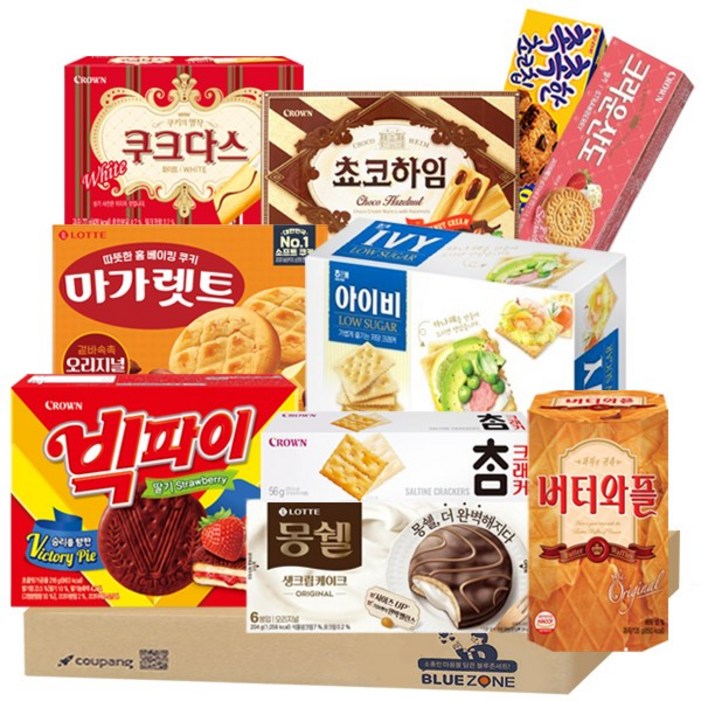 블루존 인기 파이과자 10종 세트 촉촉한초코칩몽쉘 생크림마가렛트빅파이버터와플아이비쿠크다스화이트참크래커딸기산도초코하임 블루존 인기 파이과자 10종 세트 촉촉한초코칩몽쉘 생크림마가렛트빅파이버터와플아이비쿠크다스화이트참크래커딸기산도초코하임