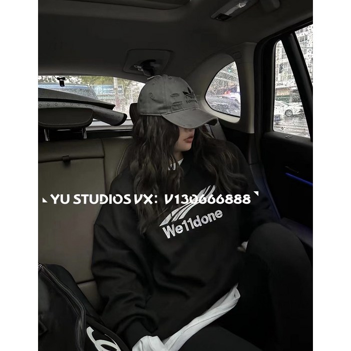 한국판 가을 고급 자수 레터링 박시 라운드 복합 맨투맨