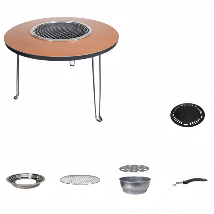 몬테리아 캠핑데이블 원형 화로 캠핑 테이블 숯불 스텐 로스터 가정용 바베큐 테이블 G518061