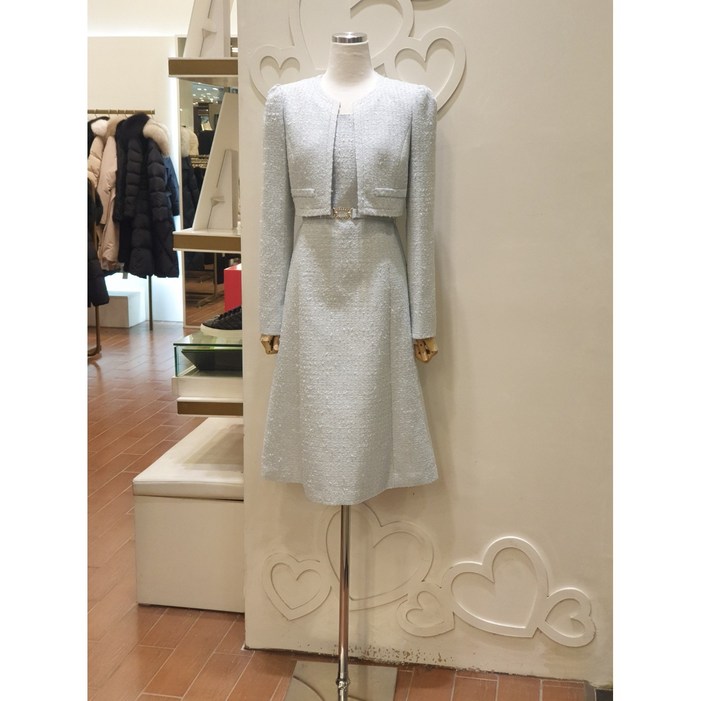 샤틴 벨티드 트위드 원피스