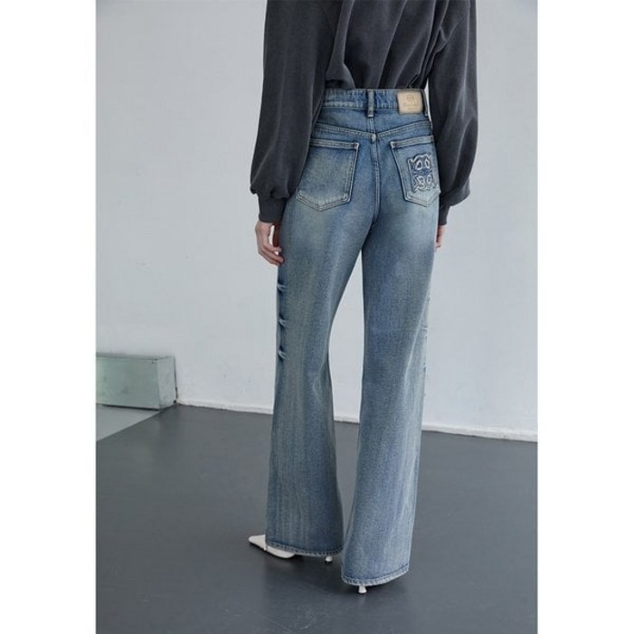 에고이스트 BLUE LABEL 스터프 포인트 세미와이드 데님 팬츠 ER3ODP01 JSZ839