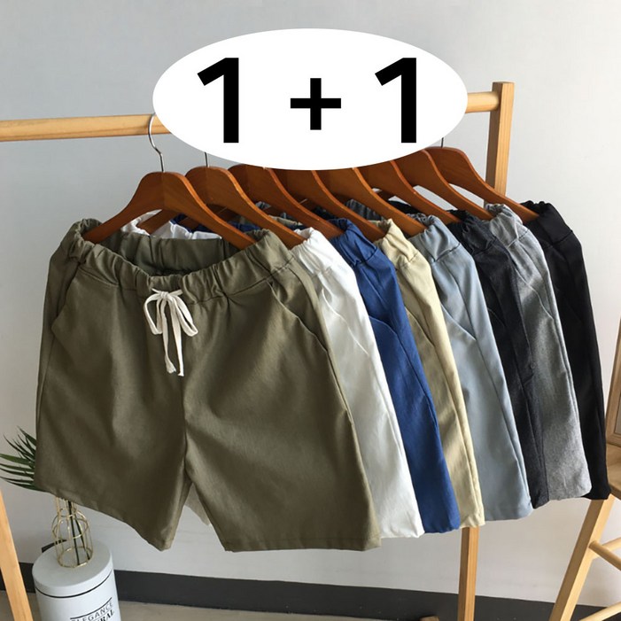 일칠사 11 시원한 린넨 5부 면 밴딩 반바지