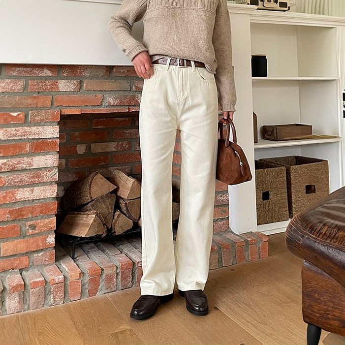 마쿠쿠 여성 세미 와이드 면 팬츠 데일리 캐주얼