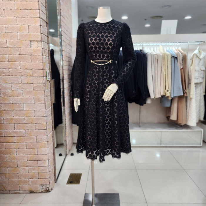 JJ JIGOTT JJ지고트 펀칭 레이스 플레어 원피스 GMAA0OP15DG