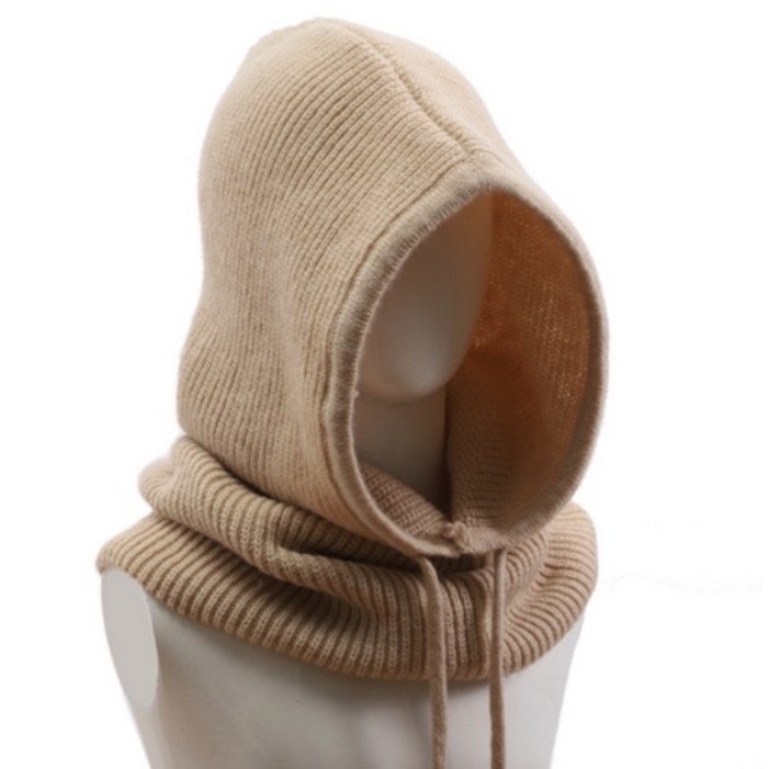 로멜로 남녀공용 넥워머 니트 바라클라바 후드 모자