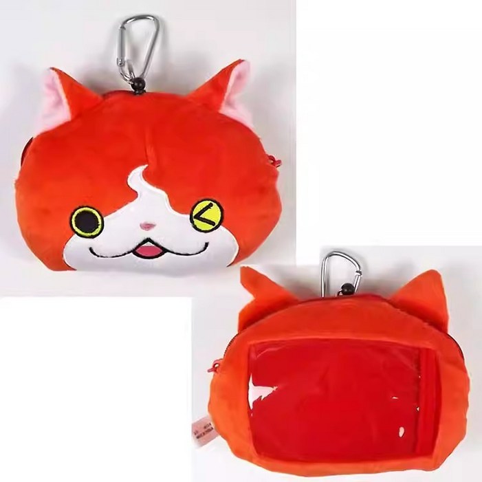 고양이장난감,캣휠 요괴 시계 Jibaan Komasan 여자  플러시 동전 지갑 케이스 여성  지갑 카드 홀더