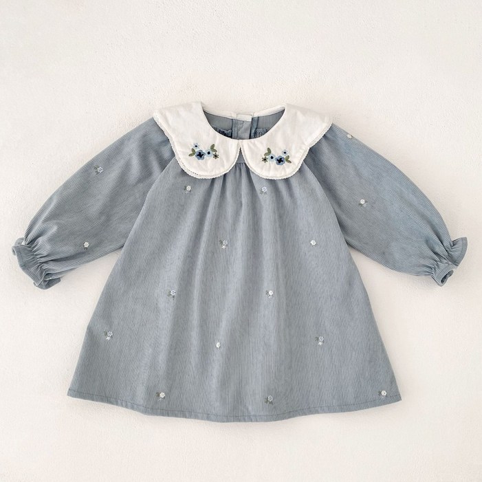 투에그 여아용 플라워 자수 원피스