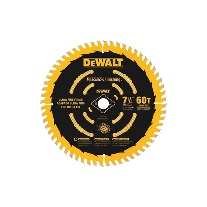 [디월트] DW3196 / 정밀형 목공용 원형톱날 7인치 184mm 60날