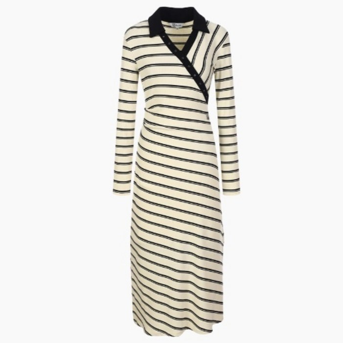 [에고이스트][BLUE LABEL] V넥 장식 롱 원피스 (ER3OOP02)