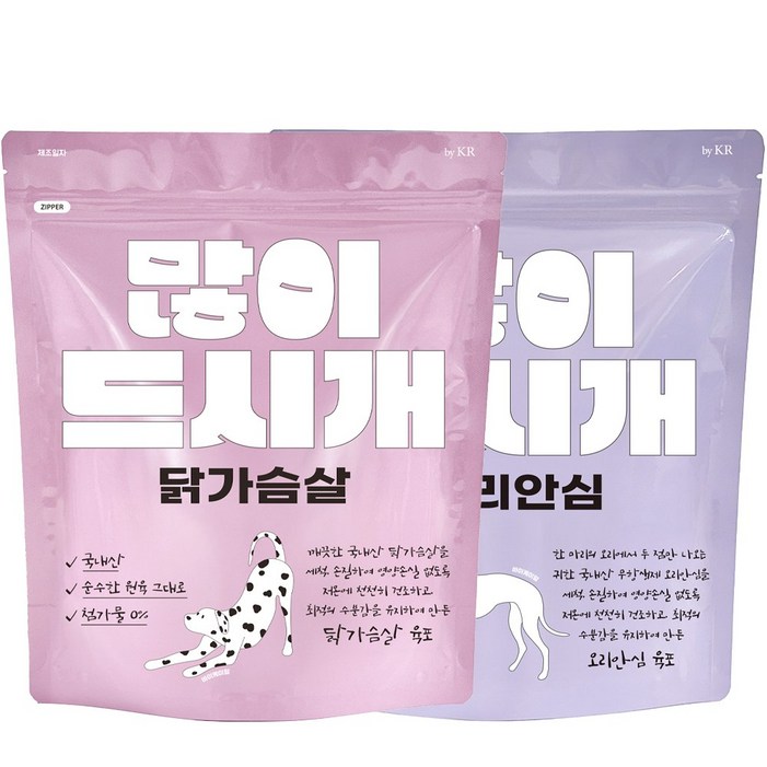 많이드시개 대용량 국내산 애견 수제간식 닭가슴살 400g 오리안심 300g 강아지간식, 2개