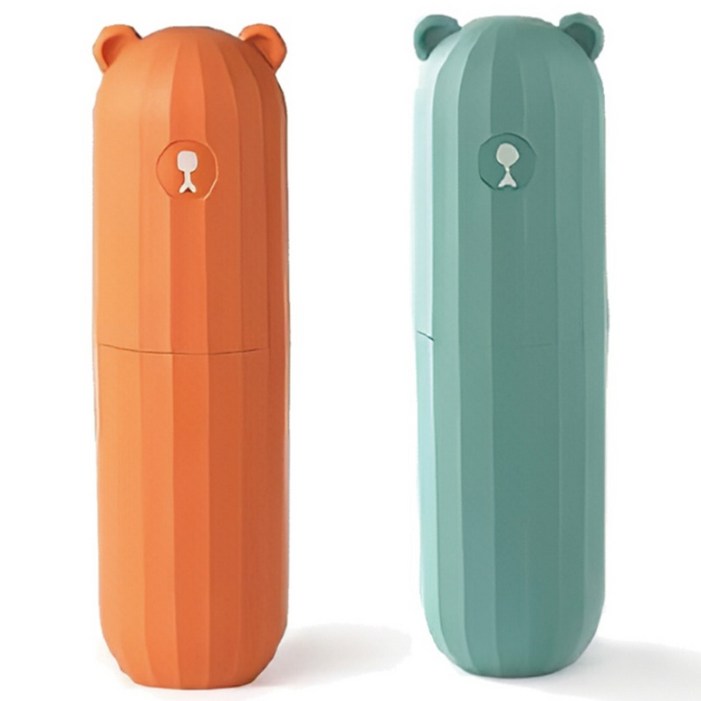 로앤제이 휴대용 여행용 곰돌이 칫솔통 양치컵 칫솔 치약 케이스 11