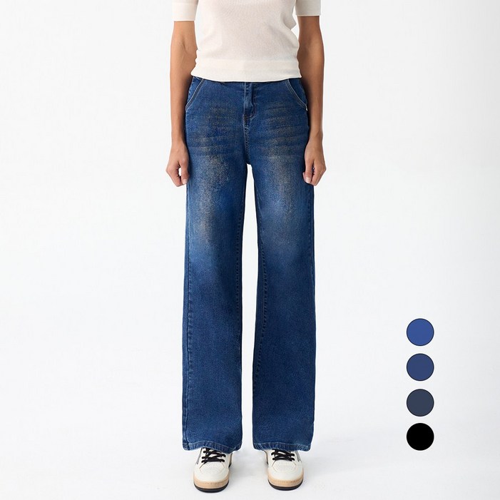 엘블로썸 여성 숏,기본,롱 스판 와이드 히든밴드 백포켓 청바지