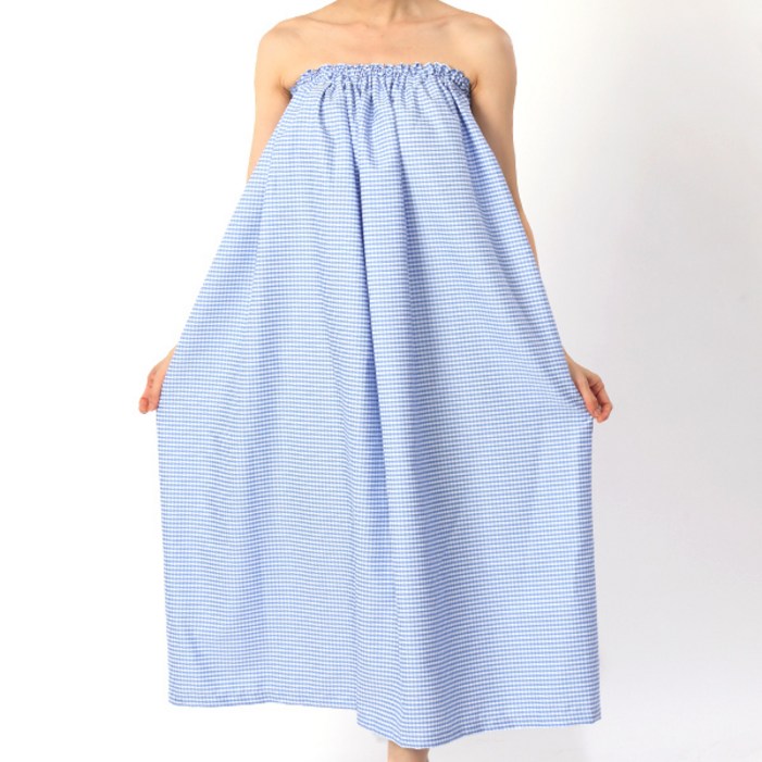 피부관리샵 고무줄치마 고무줄 밴딩 스파 마사지가운 랩가운 튜브탑 탑가운 검진 피부샵 왁싱샵 AGVSS48, AGVSS48 블루체크, 1개