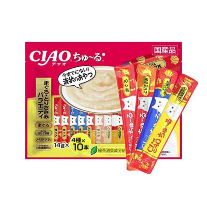 이나바 챠오츄르 짜먹는 고양이간식, 참치닭가슴살 버라이어티SC186, 560g, 7개