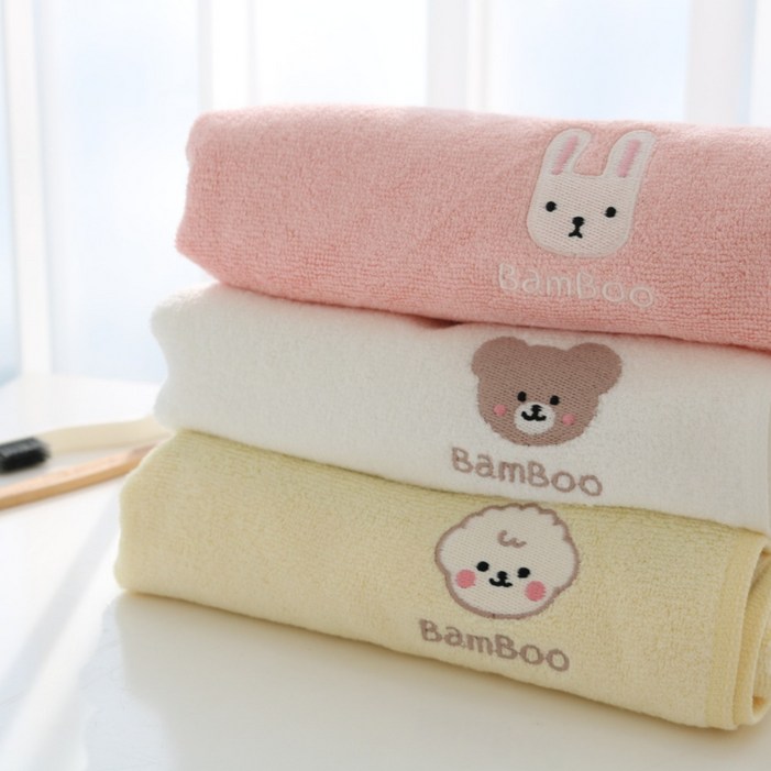 데일리맘 밤부 부드러운 아기목욕타올, 3개, 화이트