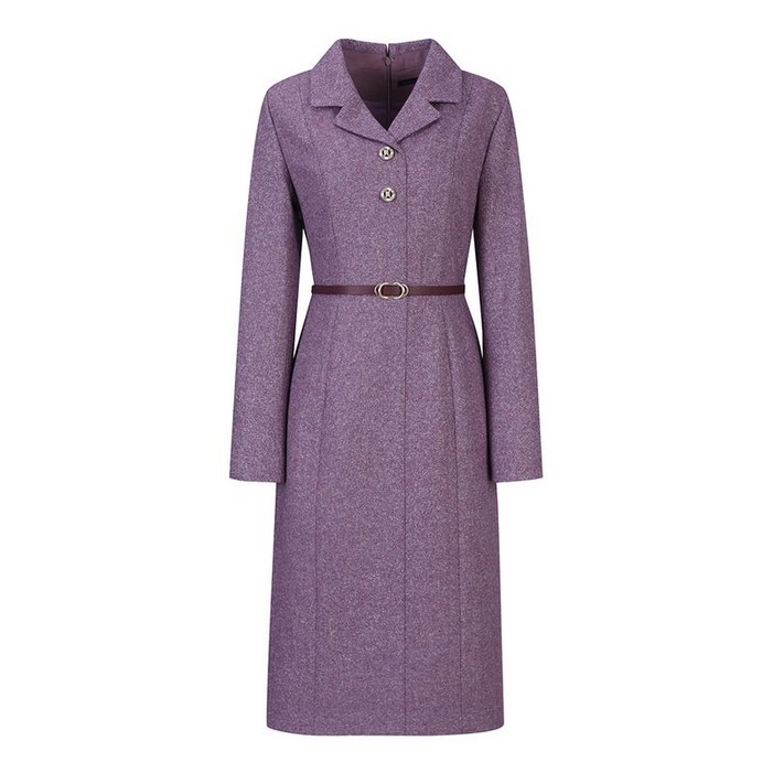 씨SI 울 블렌디드 테일러드 벨티드 원피스 SJOAX2518 BK