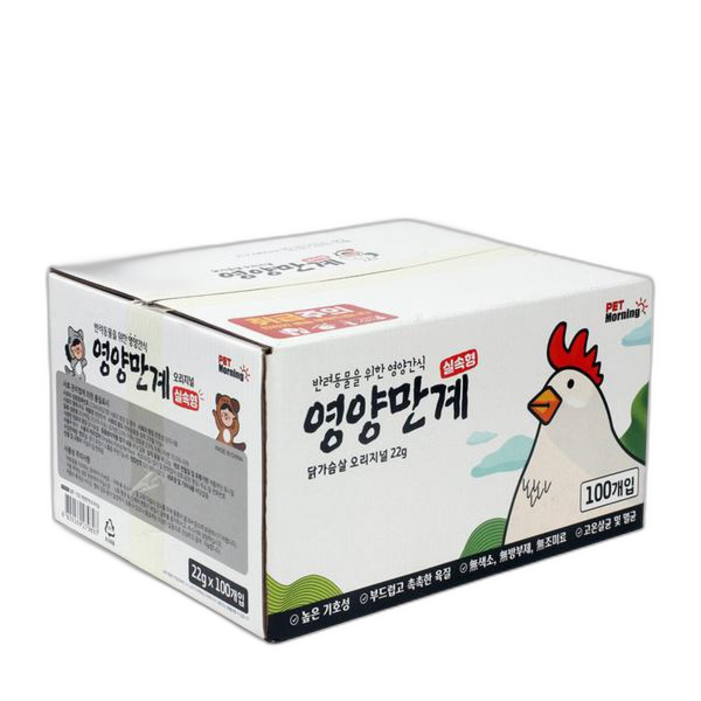 펫모닝 닭가슴살 실속형 영양만계 22g 100개입 11203646