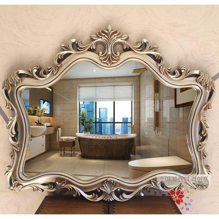 엔틱 벽거울 빈티지 중세 유럽풍 욕실 현관 골드 장식