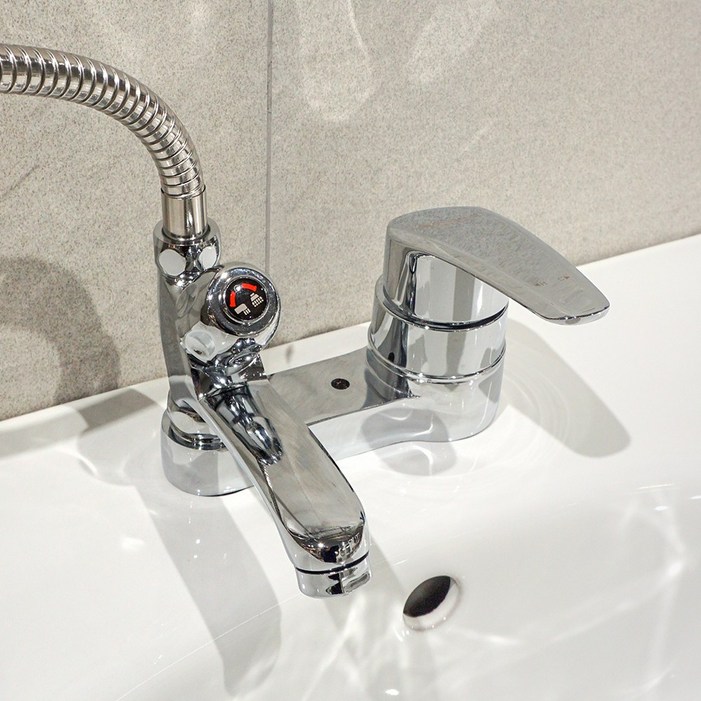 아바스 국산 KS인증 2홀 샤워겸용 수도꼭지 샤워수전 욕실 화장실 4인치 세면대수도꼭지 세면대수전, 1개