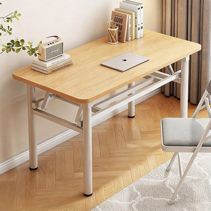 Veralool 공간활용 접이식 컴퓨터 1인용 2단 책상 다용도 공부용 사무용 철제 접이식 테이블