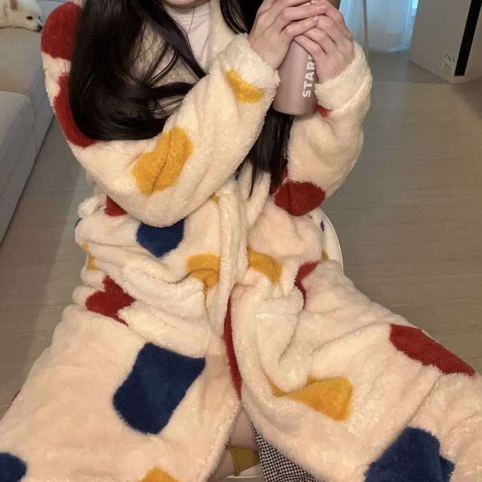 미코허그 겨울 극세사 수면 로브 목욕 샤워 가운