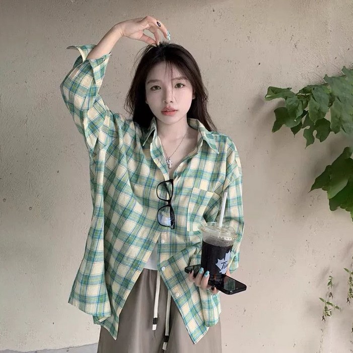 ANYOU 긴팔 여성블라우스 여자 빅사이즈 남방 셔츠 체크 블라우스 ANYOU 긴팔 여성블라우스 여자 빅사이즈 남방 셔츠 체크 블라우스