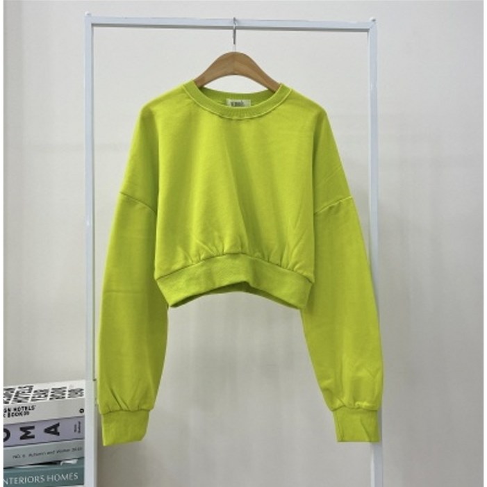 루엘라 여성 기모 오버핏 크롭 맨투맨