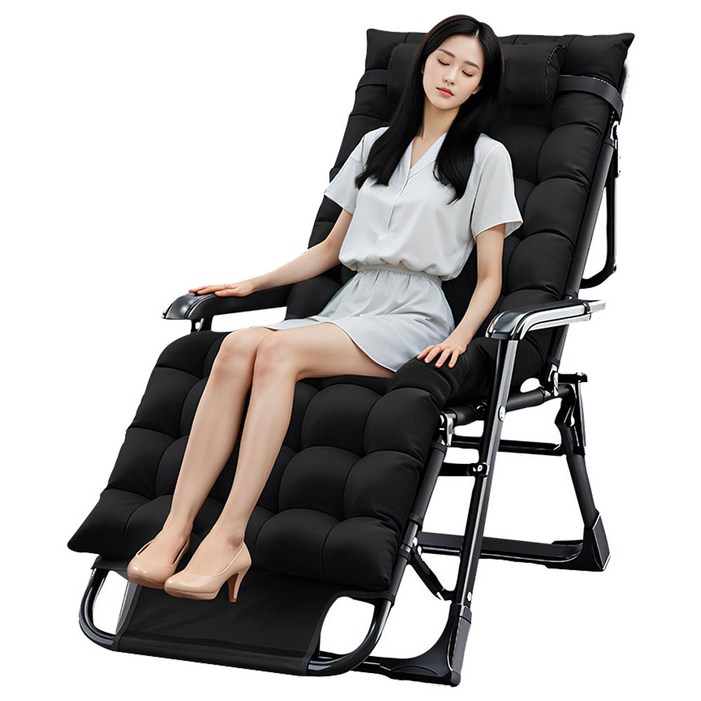 마치 접이식 침대 1인용 사무실 리클라이너 이동식 간이침대, 블랙