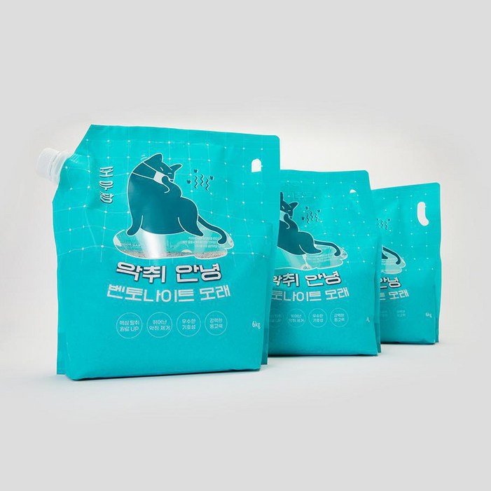 먼지안녕 업그레이드 버전 포우장 악취안녕 벤토나이트 모래 6kg x 3개, 18kg