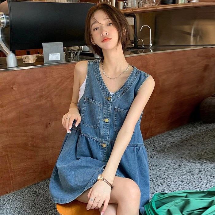 대박난박양 데님 뷔스티에 미니 원피스 대박난박양 데님 뷔스티에 미니 원피스
