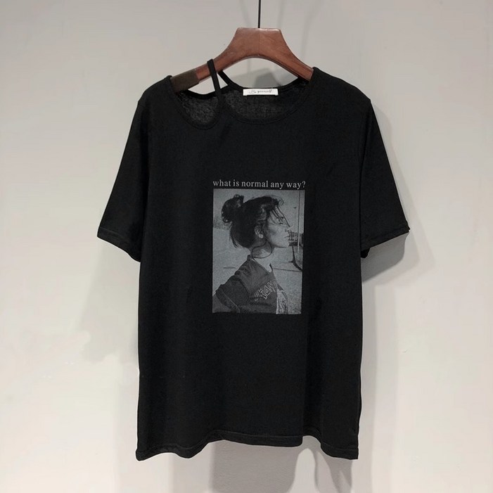 애니 어깨끈 반팔티셔츠