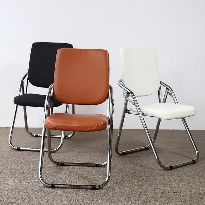 마티스 가죽 쿠션 폴딩 접이식 의자 3color, 1개, 브라운