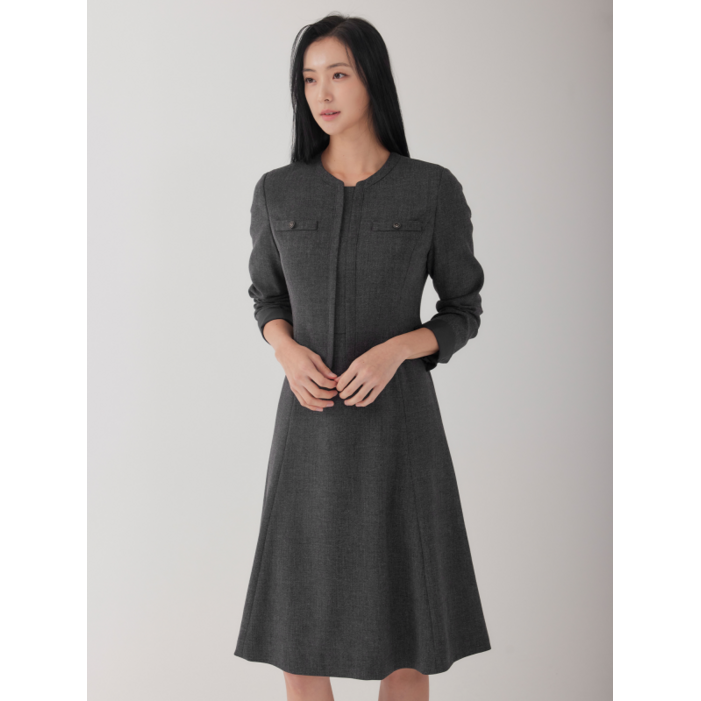 지센 지센  피어로즈 레이어드 플레어 원피스 LFOPOA94GR