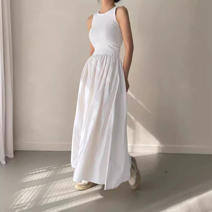 CLOREX 여성 원피스 고급 슬림핏 A라인 데일리 나시 원피스