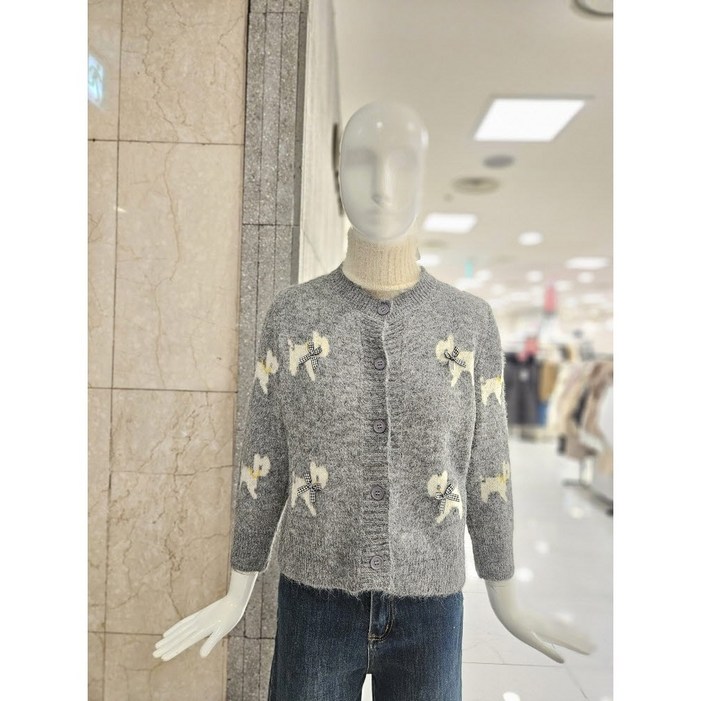 [밸리걸] 리본 강아지 가을겨울 니트 가디건 (612060)