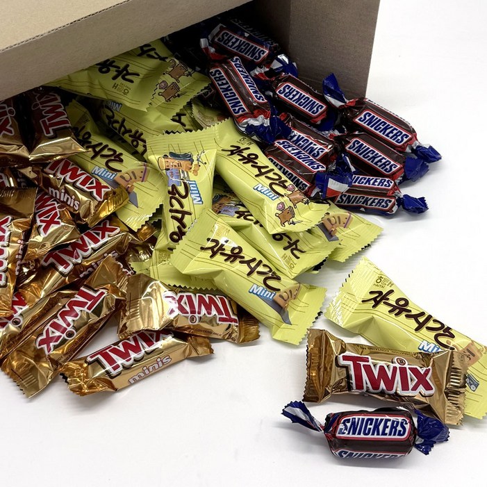 초코바 3종 모음전 미니 자유시간트윅스 미니스스니커즈 미니어처 총60개입 간식용 초콜릿 개별포장