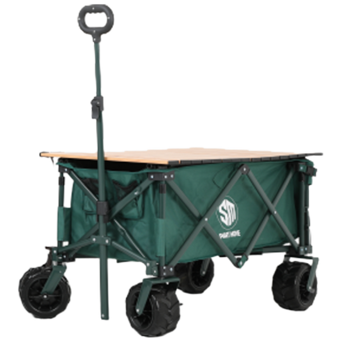 블랙 프라이데이 한정 이벤트 스마트무브 프리미엄 캠핑 웨건 광폭바퀴 뒷문 확장형, 카키, 1개, 웨건