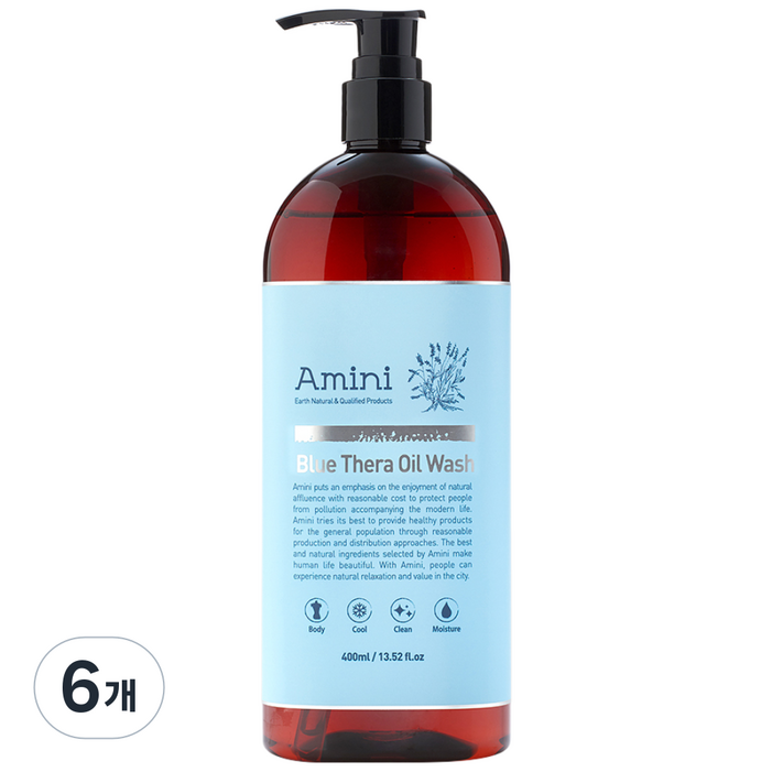 아미니 블루테라 쿨링 오일 바디워시 시트러스향, 400ml, 6개