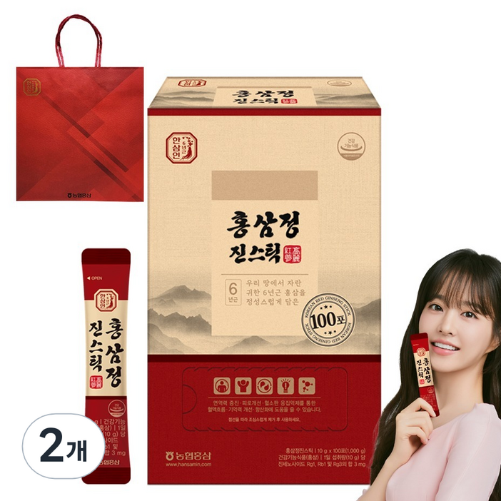 한삼인 홍삼정 진스틱 100p + 쇼핑백, 1kg, 2개